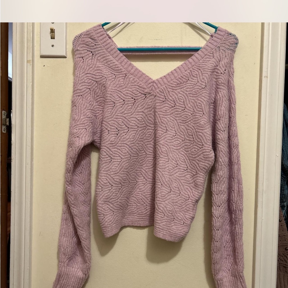 Pink V-Neck Women's Sweater